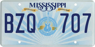 MS license plate BZQ707