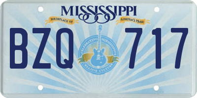 MS license plate BZQ717