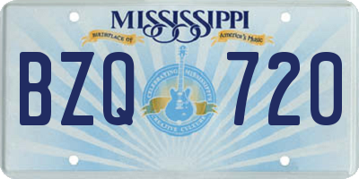 MS license plate BZQ720