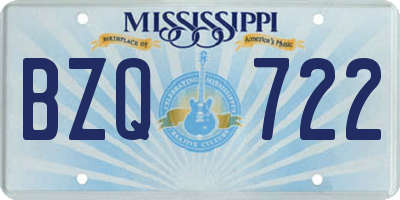 MS license plate BZQ722