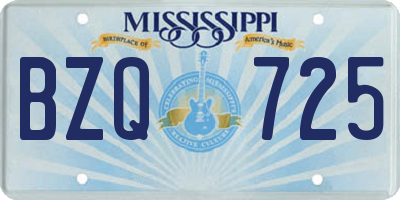 MS license plate BZQ725