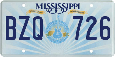 MS license plate BZQ726