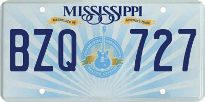 MS license plate BZQ727