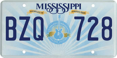 MS license plate BZQ728