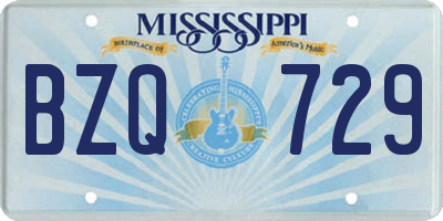 MS license plate BZQ729