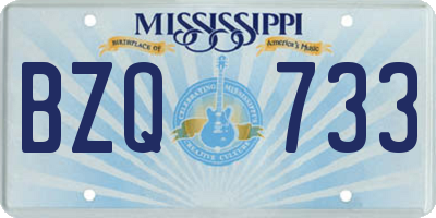 MS license plate BZQ733