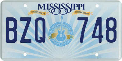 MS license plate BZQ748