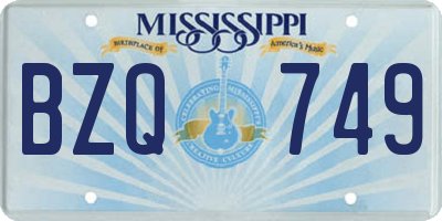MS license plate BZQ749