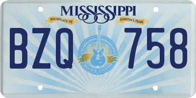 MS license plate BZQ758