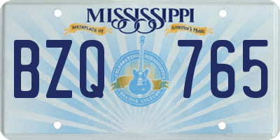 MS license plate BZQ765