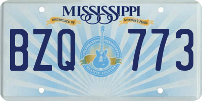 MS license plate BZQ773
