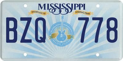 MS license plate BZQ778