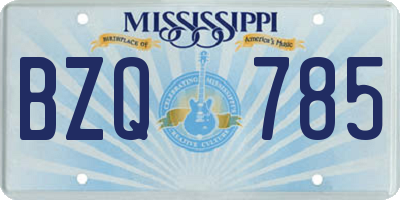 MS license plate BZQ785