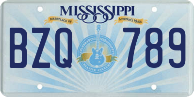 MS license plate BZQ789