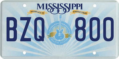 MS license plate BZQ800