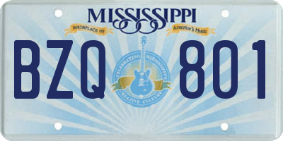 MS license plate BZQ801