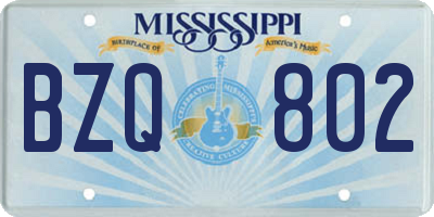 MS license plate BZQ802