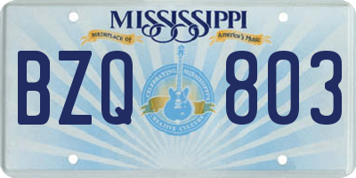 MS license plate BZQ803