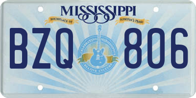 MS license plate BZQ806