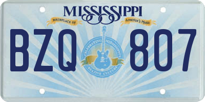 MS license plate BZQ807