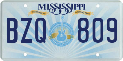 MS license plate BZQ809