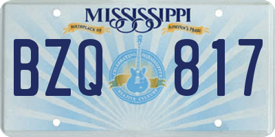 MS license plate BZQ817