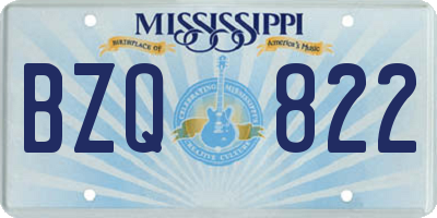 MS license plate BZQ822