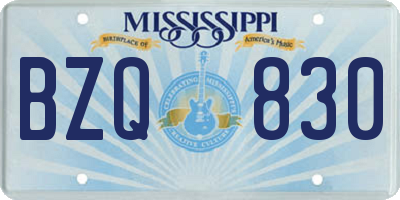 MS license plate BZQ830