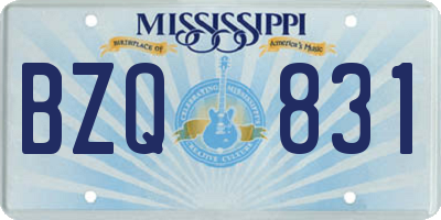 MS license plate BZQ831