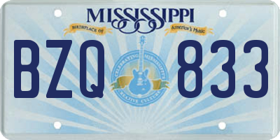 MS license plate BZQ833