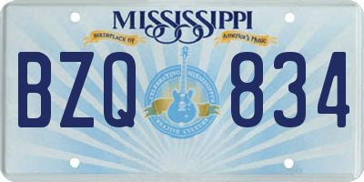 MS license plate BZQ834