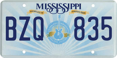 MS license plate BZQ835