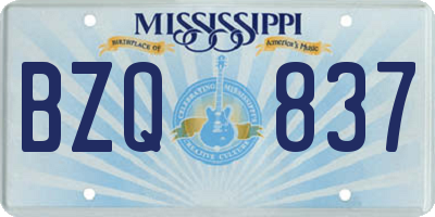 MS license plate BZQ837