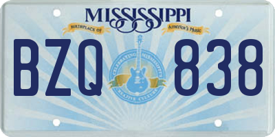 MS license plate BZQ838