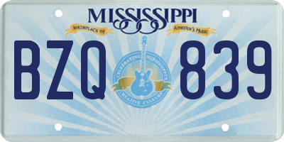 MS license plate BZQ839