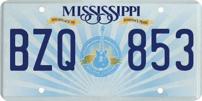 MS license plate BZQ853