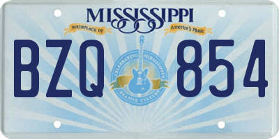 MS license plate BZQ854