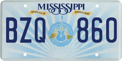 MS license plate BZQ860