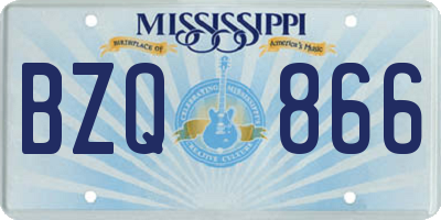 MS license plate BZQ866