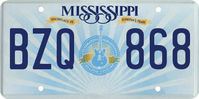 MS license plate BZQ868