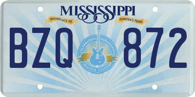 MS license plate BZQ872