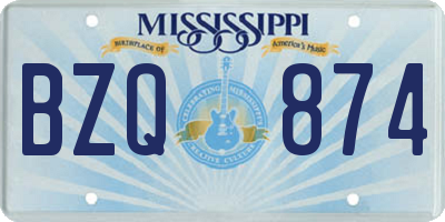 MS license plate BZQ874