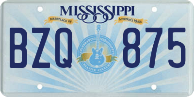 MS license plate BZQ875