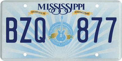 MS license plate BZQ877