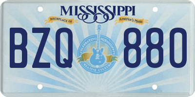 MS license plate BZQ880