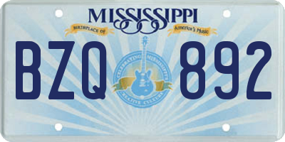 MS license plate BZQ892