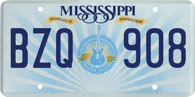 MS license plate BZQ908