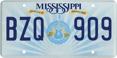 MS license plate BZQ909