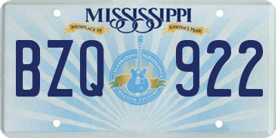 MS license plate BZQ922