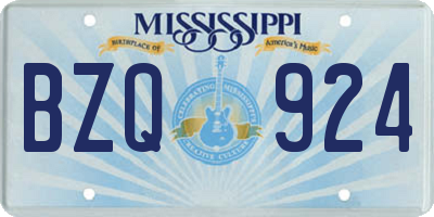 MS license plate BZQ924